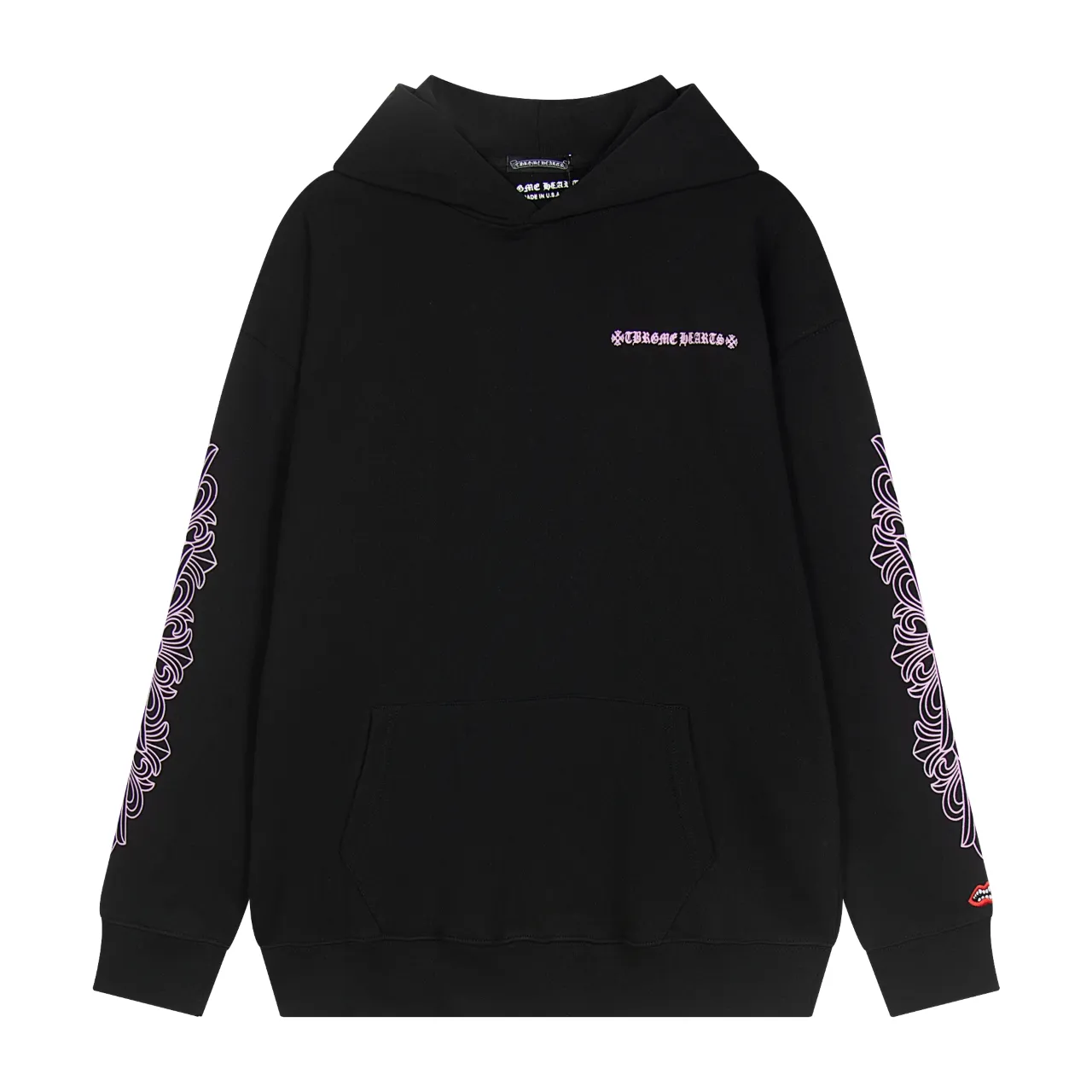 P290 ChromeHeart Chrome Heart Cherry Blossom Logo Embroidered Sweatshirt Ready in stock Focus on quality and compare at will Size: S M L XL Color: Black